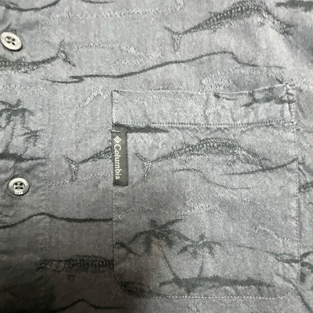 Columbia Men's River Lodge Gray Fish Print Short Sleeve Button-Up Shirt XL - Picture 5 of 7